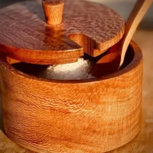 FB_IMG_1710087941070 Wooden Spice Jar with Lid and Spoon, Sugar Pot, Salt pepper Spice herb jar